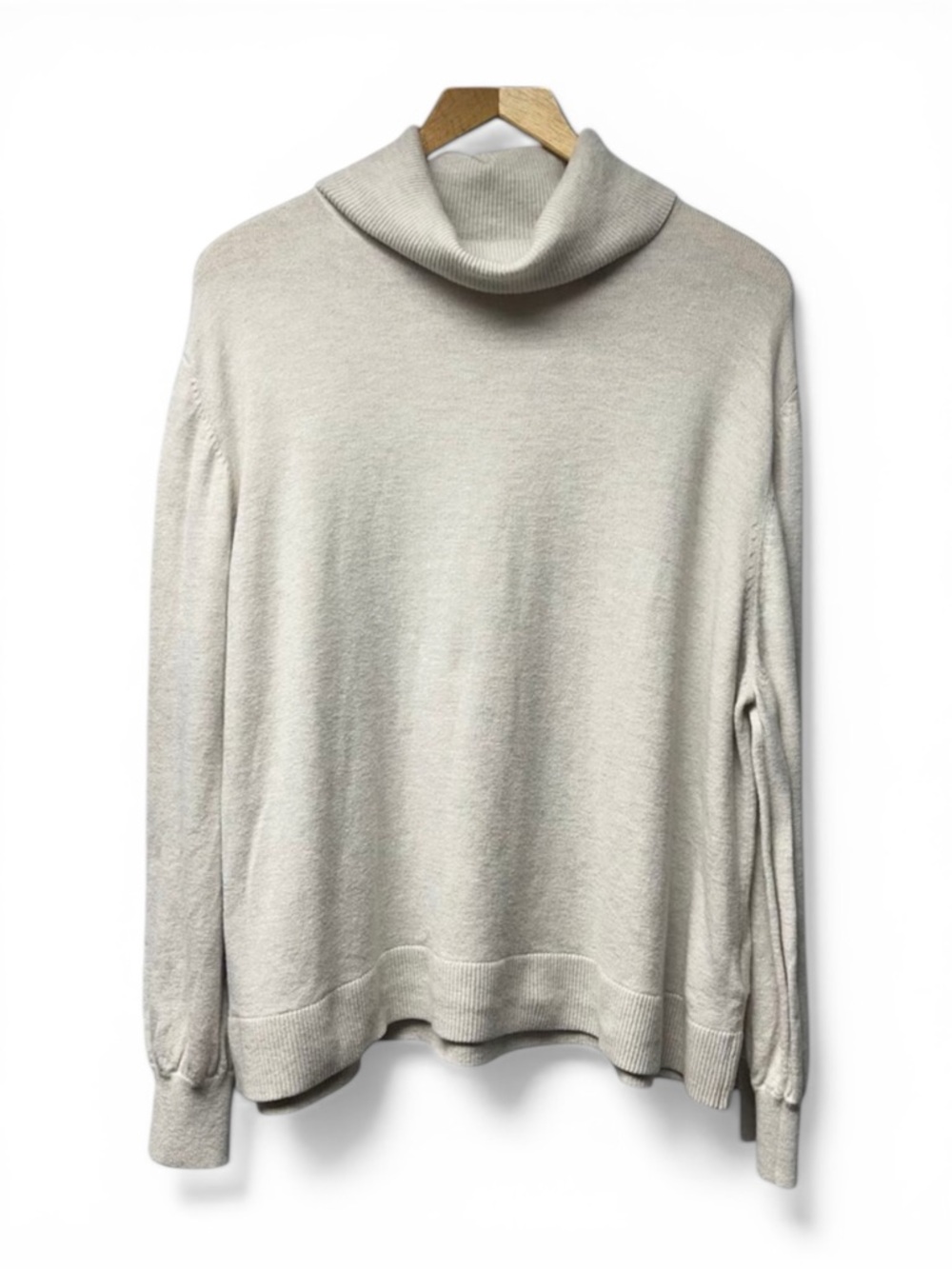 And Other Stories Beige Oatmeal Cowl Turtleneck Wool Blend Sweater Size Large